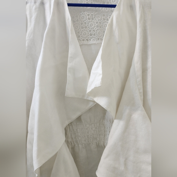 White Ruffled Open Front Jacket - Picture 2 of 7